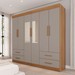 Guarda-Roupa Casal Kali 6 Portas 4 Gavetas com Espelho Cinamomo/Off White - Pnr Móveis