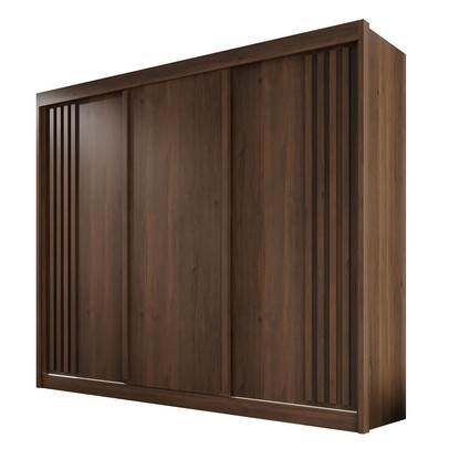 Guarda-Roupa Casal Dortmund 3 Portas 4 Gavetas Ripado 100% Mdf Savana - Pnr Móveis