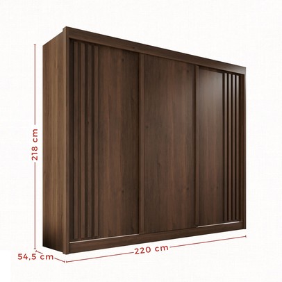 Guarda-Roupa Casal Dortmund 3 Portas 4 Gavetas Ripado 100% Mdf Savana - Pnr Móveis