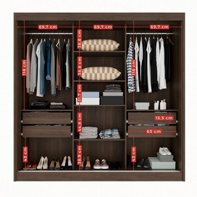 Guarda-Roupa Casal Dortmund 3 Portas 4 Gavetas Ripado 100% Mdf Savana/Off White - Pnr Móveis