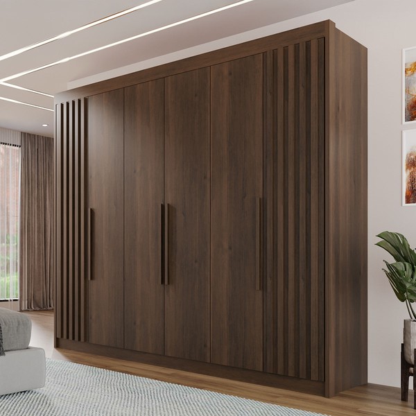 Guarda-Roupa Casal Magnus 6 Portas 6 Gavetas Ripado 100% Mdf Savana - Pnr Móveis