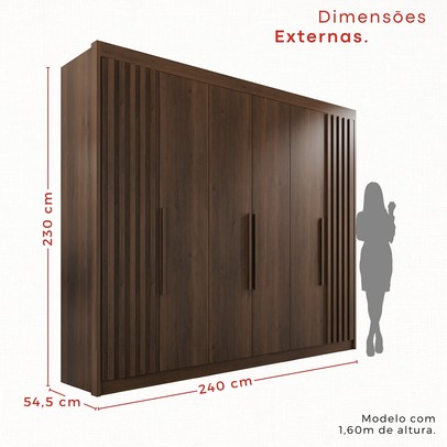 Guarda-Roupa Casal Magnus 6 Portas 6 Gavetas Ripado 100% Mdf Savana - Pnr Móveis