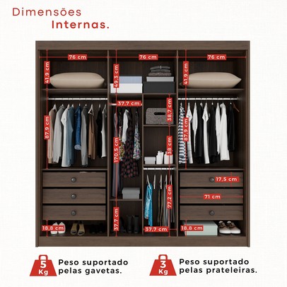 Guarda-Roupa Casal Magnus 6 Portas 6 Gavetas Ripado 100% Mdf Savana/Off White - Pnr Móveis