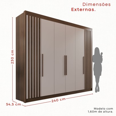 Guarda-Roupa Casal Magnus 6 Portas 6 Gavetas Ripado 100% Mdf Savana/Off White - Pnr Móveis