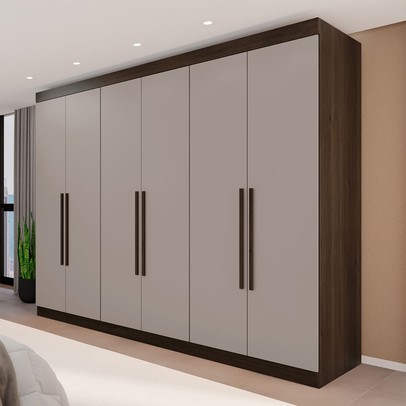 Guarda-Roupa Casal Eldorado Premium 6 Portas 6 Gavetas  Savana/Off White - Pnr Móveis