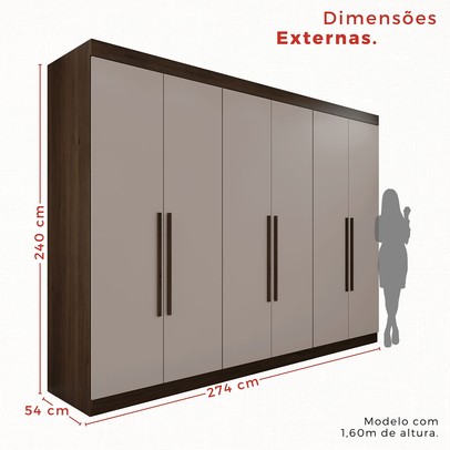 Guarda-Roupa Casal Eldorado Premium 6 Portas 6 Gavetas  Savana/Off White - Pnr Móveis