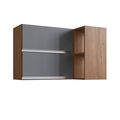 Armário Aéreo Cozinha Athena 2 Portas Freijo/Cinza- Irm Móveis