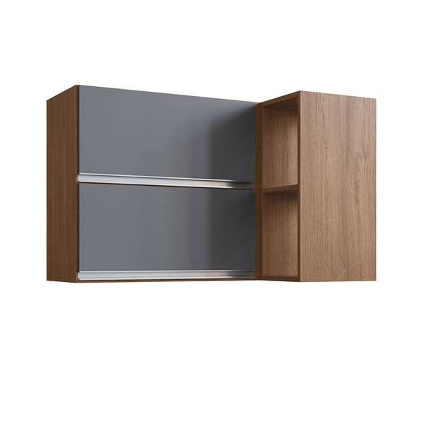 Armário Aéreo Cozinha Athena 2 Portas Freijo/Cinza- Irm Móveis