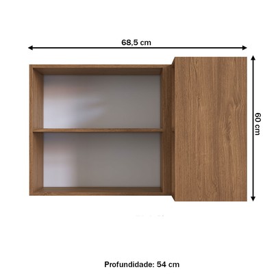 Armário Aéreo Cozinha Athena 2 Portas Freijo/Cinza- Irm Móveis