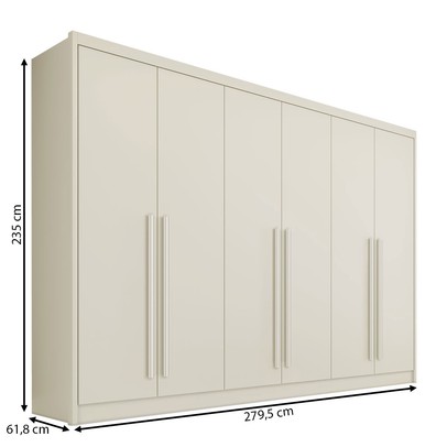 Guarda-Roupa Casal Valencia 6 Portas 6 Gavetas 100% Mdf Off White - Mademarques