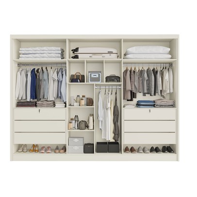 Guarda-Roupa Casal Valencia 6 Portas 6 Gavetas 100% Mdf Off White/Peroba - Mademarques