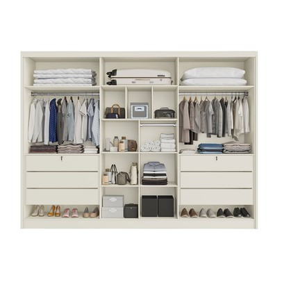 Guarda-Roupa Casal Valencia 6 Portas 6 Gavetas 100% Mdf Off White/Peroba - Mademarques