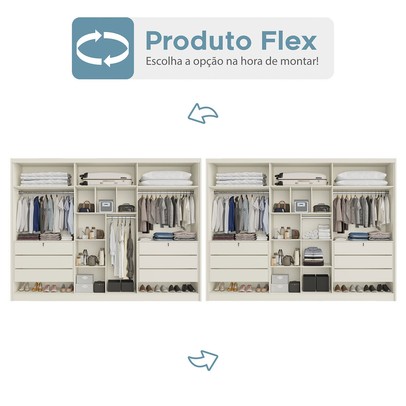 Guarda-Roupa Casal Valencia 6 Portas 6 Gavetas 100% Mdf Off White/Peroba - Mademarques