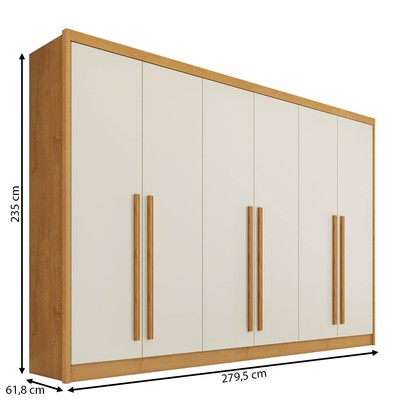 Guarda-Roupa Casal Valencia 6 Portas 6 Gavetas 100% Mdf Peroba/Off White - Mademarques