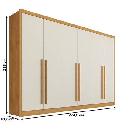 Guarda-Roupa Casal Valencia 6 Portas 6 Gavetas 100% Mdf Peroba/Off White - Mademarques