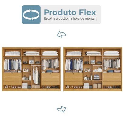 Guarda-Roupa Casal Valencia 6 Portas 6 Gavetas 100% Mdf Peroba/Off White - Mademarques