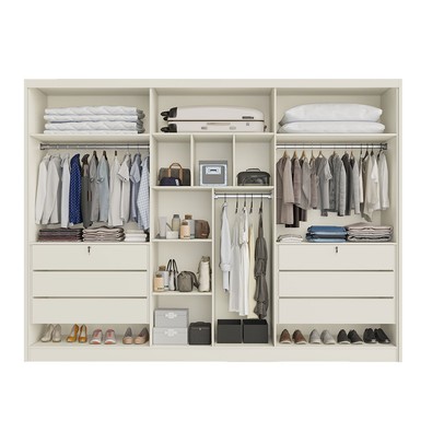 Guarda-Roupa Casal Valencia 6 Portas 6 Gavetas 100% Mdf com Espelho Off White - Mademarques