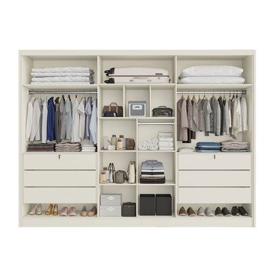Guarda-Roupa Casal Valencia 6 Portas 6 Gavetas 100% Mdf com Espelho Off White - Mademarques