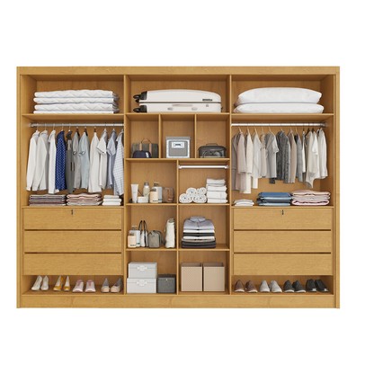 Guarda-Roupa Casal Valencia 6 Portas 6 Gavetas 100% Mdf com Espelho Peroba - Mademarques