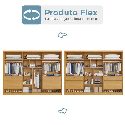 Guarda-Roupa Casal Valencia 6 Portas 6 Gavetas 100% Mdf com Espelho Peroba - Mademarques