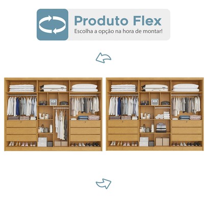 Guarda-Roupa Casal Valencia 6 Portas 6 Gavetas 100% Mdf com Espelho Peroba/Off White - Mademarques