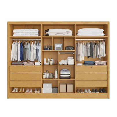 Guarda-Roupa Casal Valencia 6 Portas 6 Gavetas 100% Mdf com Espelho Peroba/Off White - Mademarques