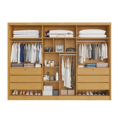 Guarda-Roupa Casal Valencia 6 Portas 6 Gavetas 100% Mdf com Espelho Peroba/Off White - Mademarques