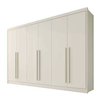 Guarda-Roupa Casal Alba Plus 6 Portas 4 Gavetas 100% Mdf Off White - Mademarques