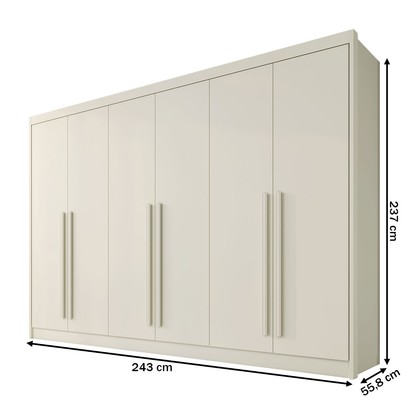 Guarda-Roupa Casal Alba Plus 6 Portas 4 Gavetas 100% Mdf Off White - Mademarques