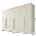 Guarda-Roupa Casal Alba Plus 6 Portas 4 Gavetas 100% Mdf Off White - Mademarques