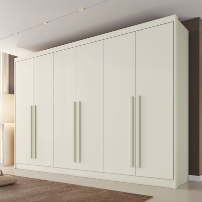 Guarda-Roupa Casal Alba Plus 6 Portas 4 Gavetas 100% Mdf Off White - Mademarques