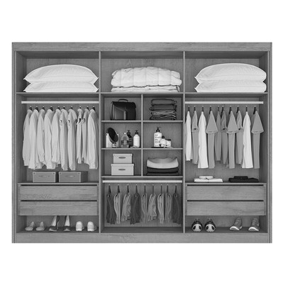 Guarda-Roupa Casal Alba Plus 6 Portas 4 Gavetas 100% Mdf Off White/Peroba - Mademarques
