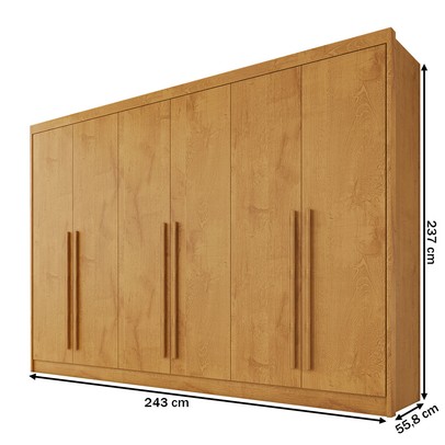 Guarda-Roupa Casal Alba Plus 6 Portas 4 Gavetas 100% Mdf Peroba - Mademarques