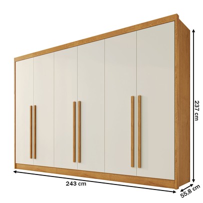 Guarda-Roupa Casal Alba Plus 6 Portas 4 Gavetas 100% Mdf Peroba/Off White - Mademarques