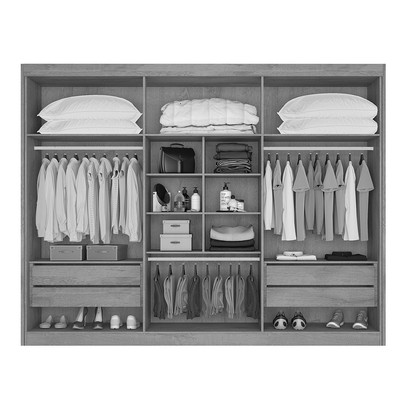 Guarda-Roupa Casal Alba Plus 6 Portas 4 Gavetas 100% Mdf com Espelho Peroba - Mademarques