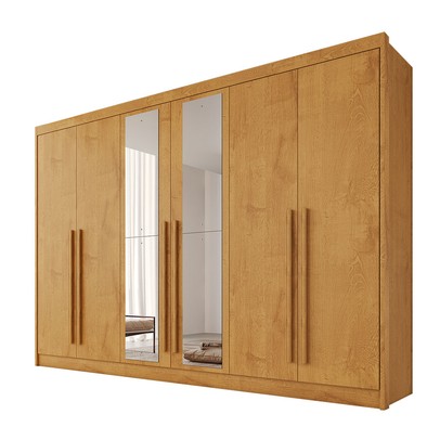 Guarda-Roupa Casal Alba Plus 6 Portas 4 Gavetas 100% Mdf com Espelho Peroba - Mademarques
