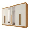 Guarda-Roupa Casal Alba Plus 6 Portas 4 Gavetas 100% Mdf com Espelho Peroba/Off White - Mademarques
