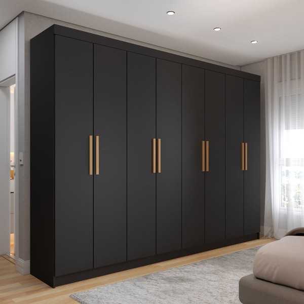 Guarda-Roupa Casal Aurora Radiante 8 Portas 4 Gavetas Nero - Panorama Móveis