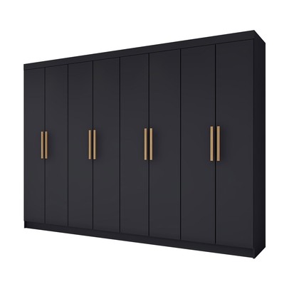 Guarda-Roupa Casal Aurora 8 Portas 4 Gavetas Nero - Panorama Móveis