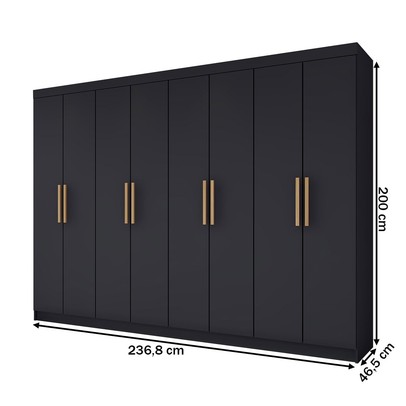 Guarda-Roupa Casal Aurora 8 Portas 4 Gavetas Nero - Panorama Móveis