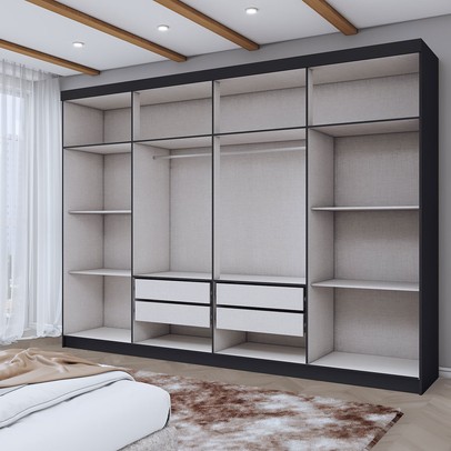 Guarda-Roupa Casal Aurora 8 Portas 4 Gavetas Nero - Panorama Móveis