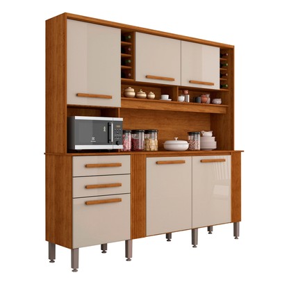 Armário de Cozinha Espanha 6 Portas 2 Gavetas Cinamomo/Off White - Pnr Móveis