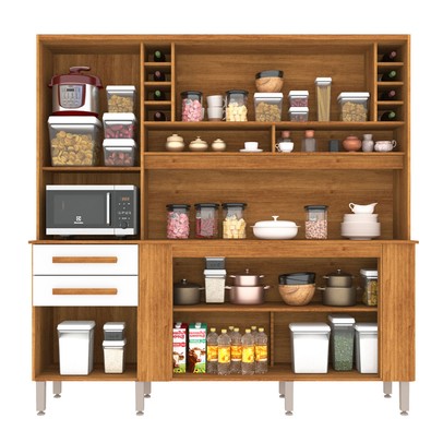Armário de Cozinha Espanha 6 Portas 2 Gavetas Cinamomo/Off White - Pnr Móveis