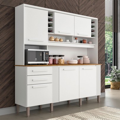 Armário de Cozinha Espanha 6 Portas 2 Gavetas Branco - Pnr Móveis