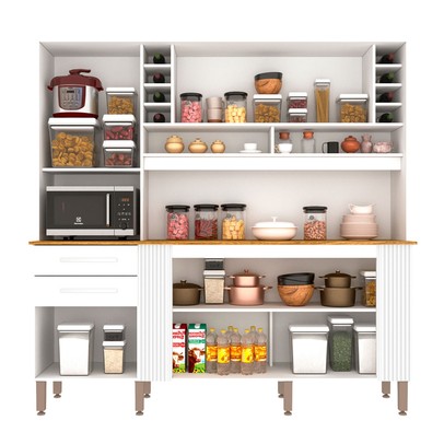 Armário de Cozinha Espanha 6 Portas 2 Gavetas Branco - Pnr Móveis