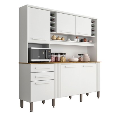 Armário de Cozinha Espanha 6 Portas 2 Gavetas Branco - Pnr Móveis