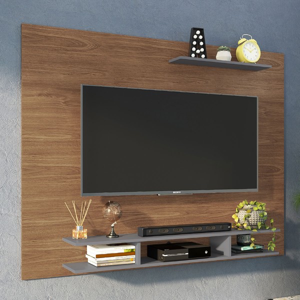 Painel para TV Até 65 Polegadas Orlando 3 Prateleiras Freijó/Cinza - Irm Móveis