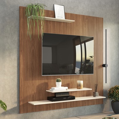 Painel para TV Até 65 Polegadas Chicago 3 Prateleira Freijo/Off - Irm Móveis