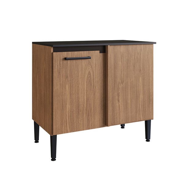 Balcão de Cozinha Giovanna 1 Porta Freijó/Preto - Irm Móveis