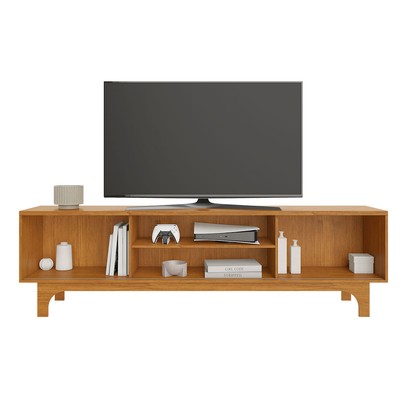 Rack Bancada para TV Até 70 Polegadas Bruxelas 2 Portas 1 Prateleira Ripado Cinamomo - Pnr Móveis